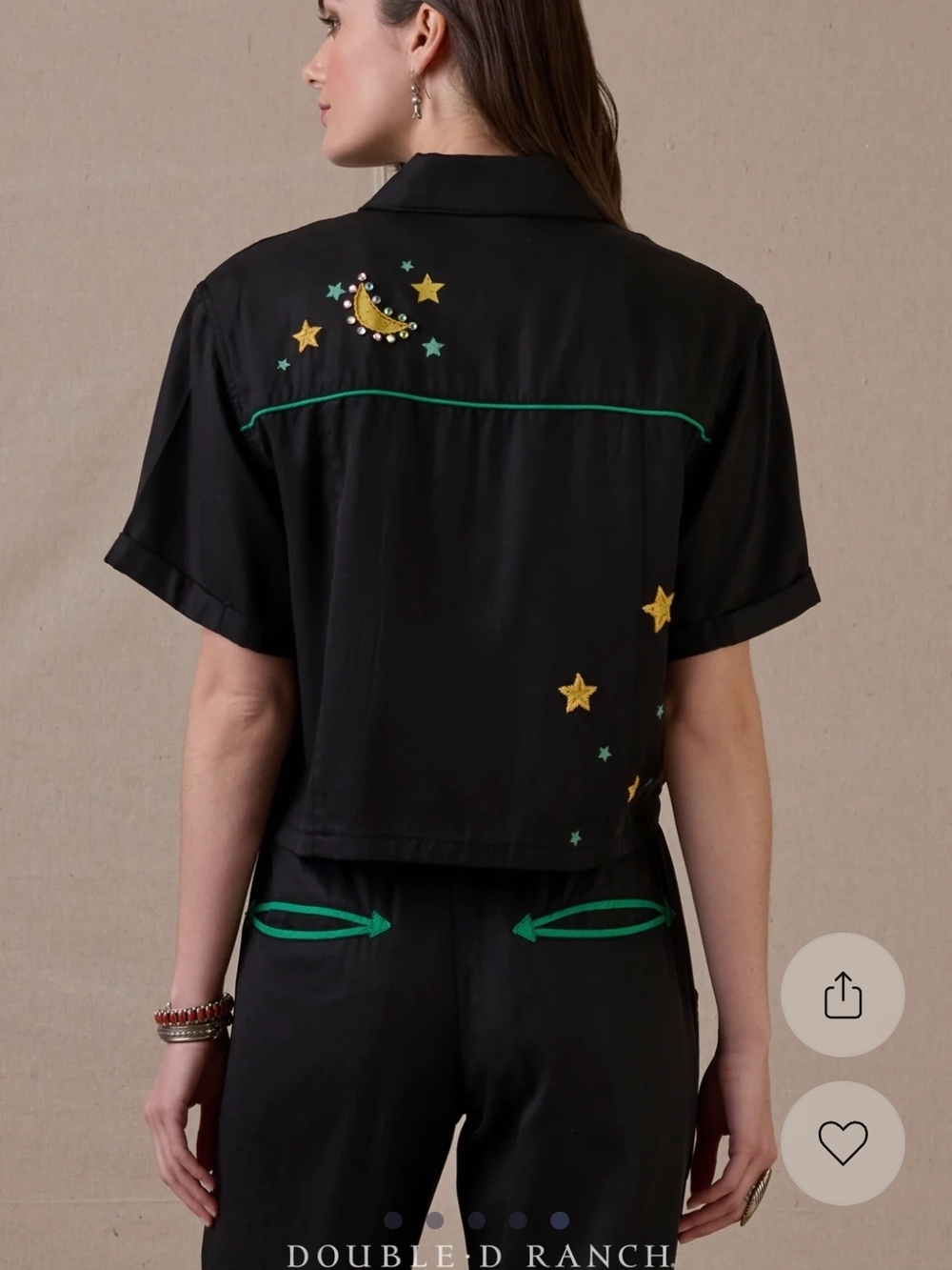 Double D Ranch Black Western Motel Embroidered Shirt - Picture 4 of 7